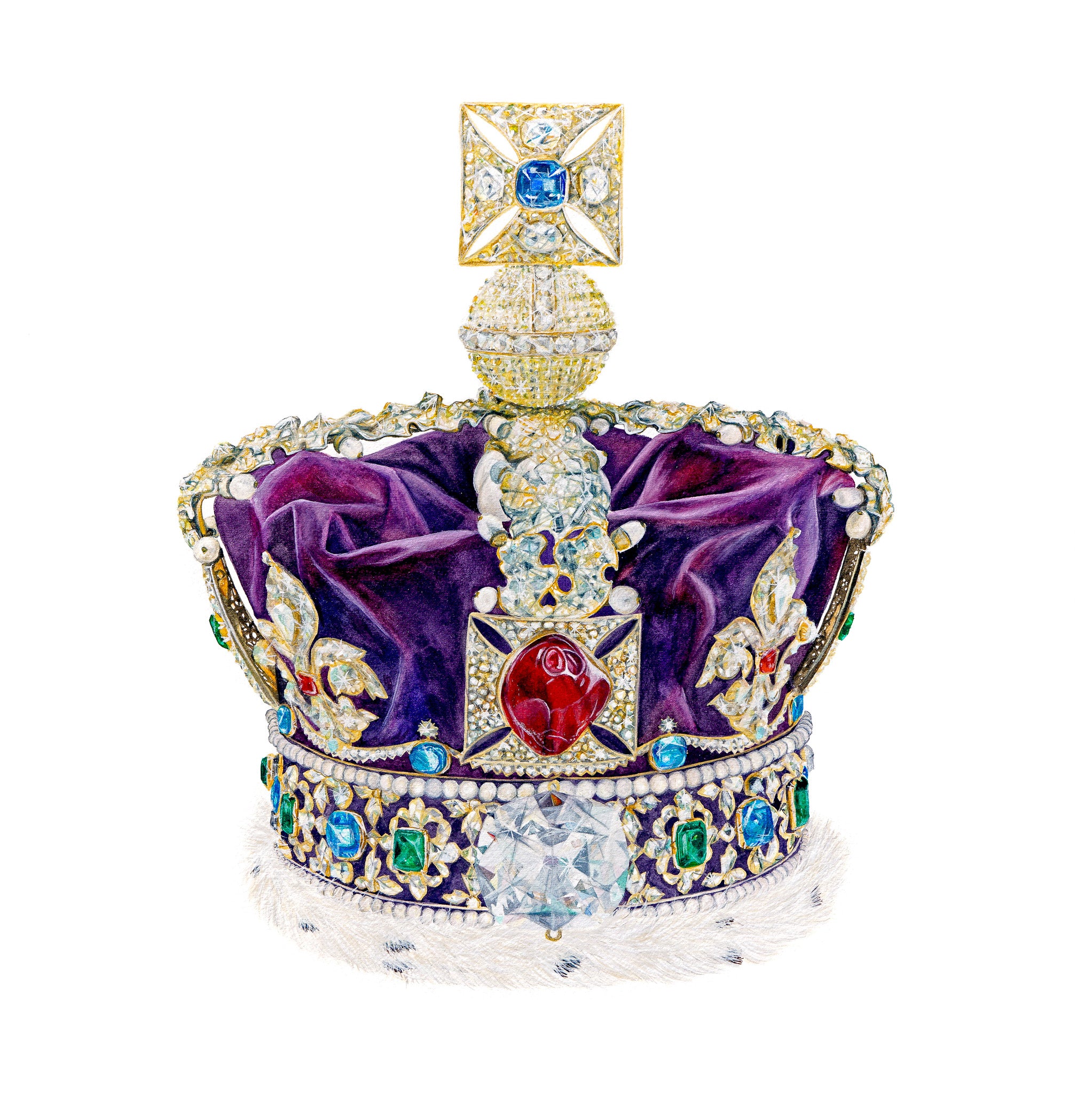 Imperial State Crown, Limited Edition Watercolour Print