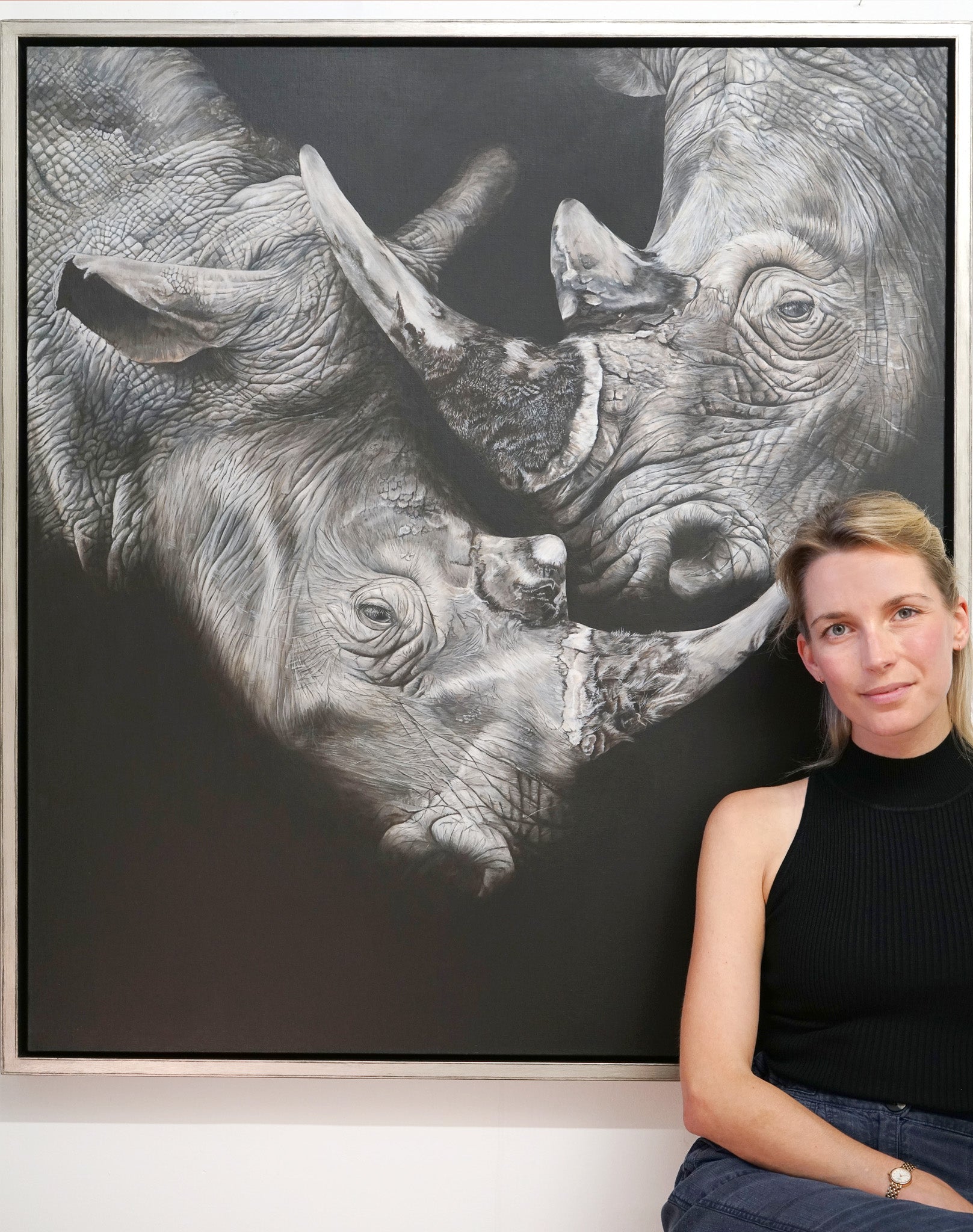 The Lovers Original Painting, Rhino Portrait