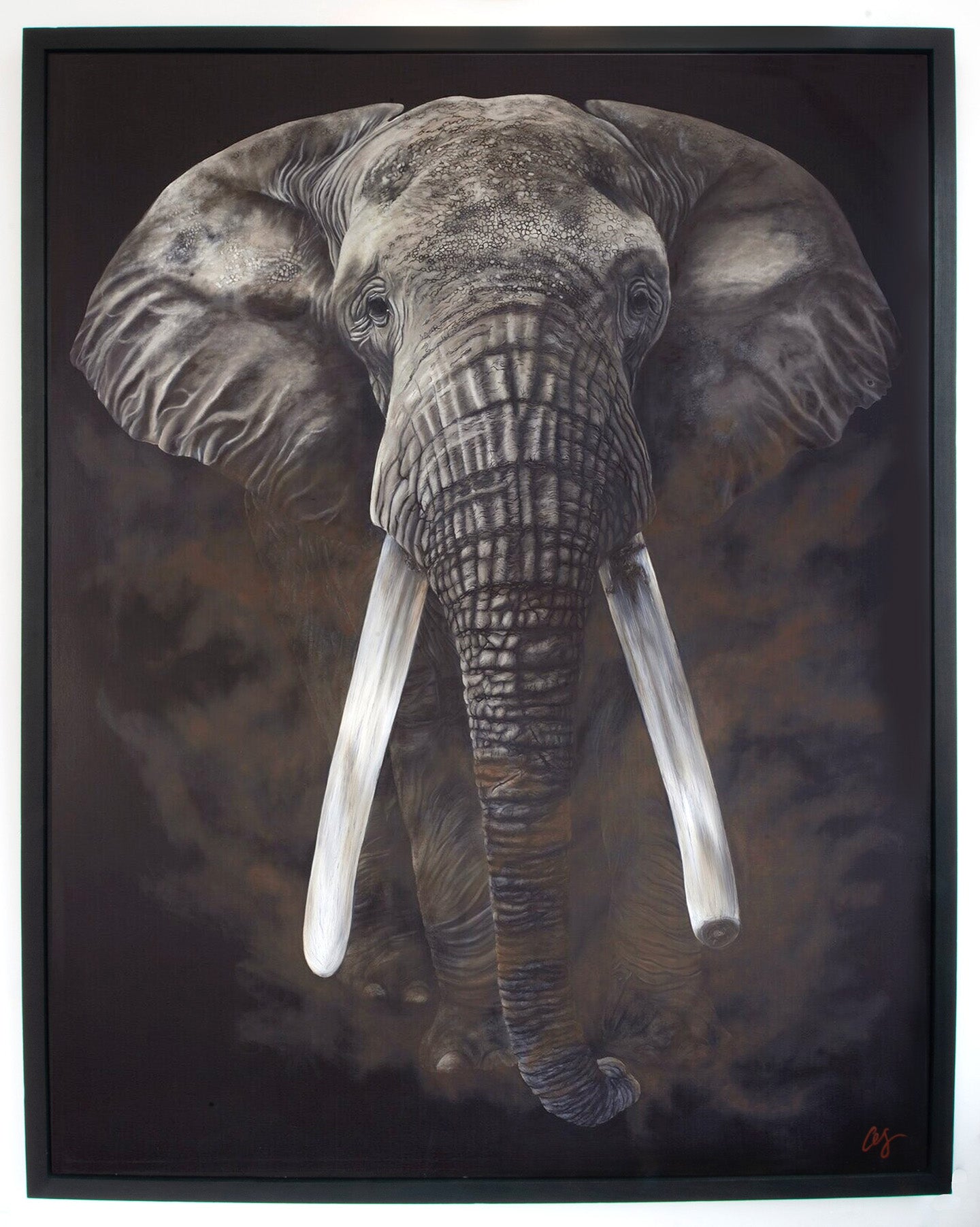 The Grandfather, Original Elephant Painting, African Tusker Elephant
