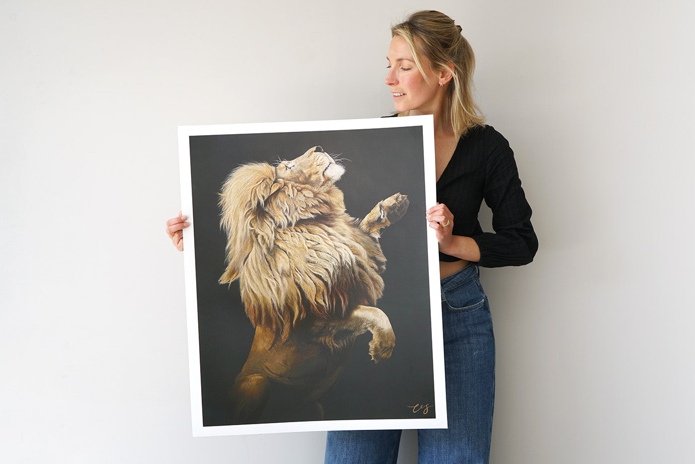 Fahari, Limited Edition Giclée Print of a Leaping Male Lion