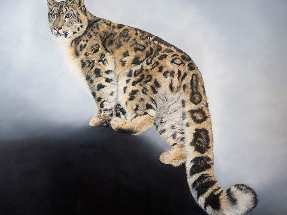 Snow Leopard, Original Snow Leopard Oil Painting