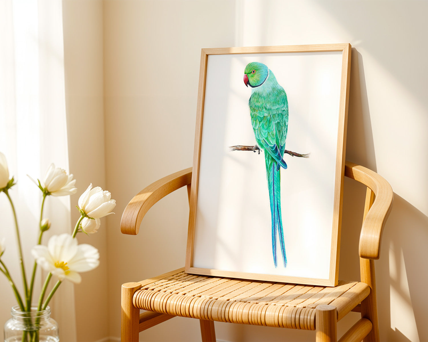 Ring Necked Parakeet, Fine Art Watercolour Print