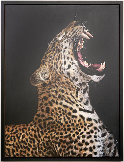 Slumber, Original Leopard Painting, Yawning Leopard