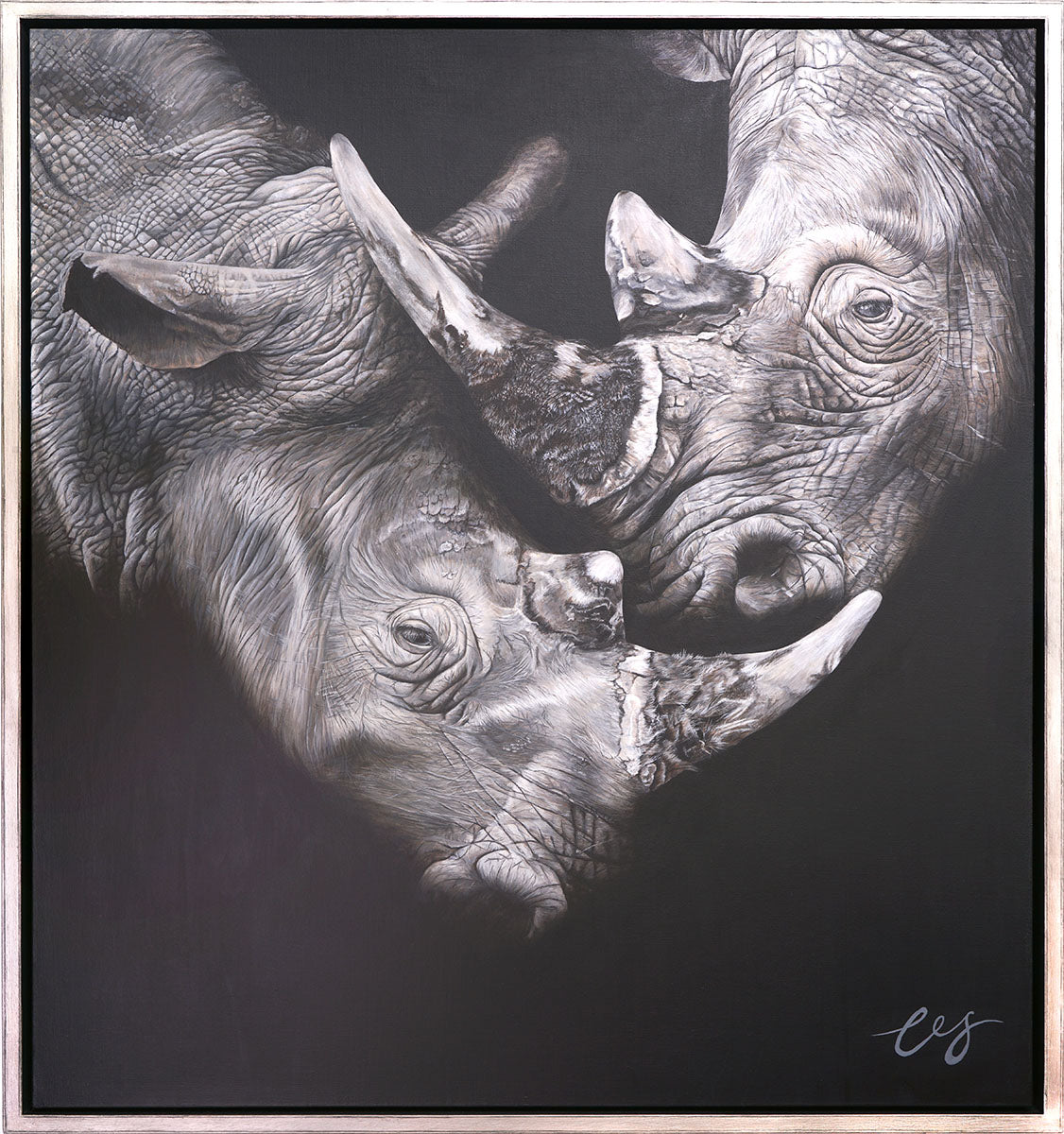 The Lovers Original Painting, Rhino Portrait