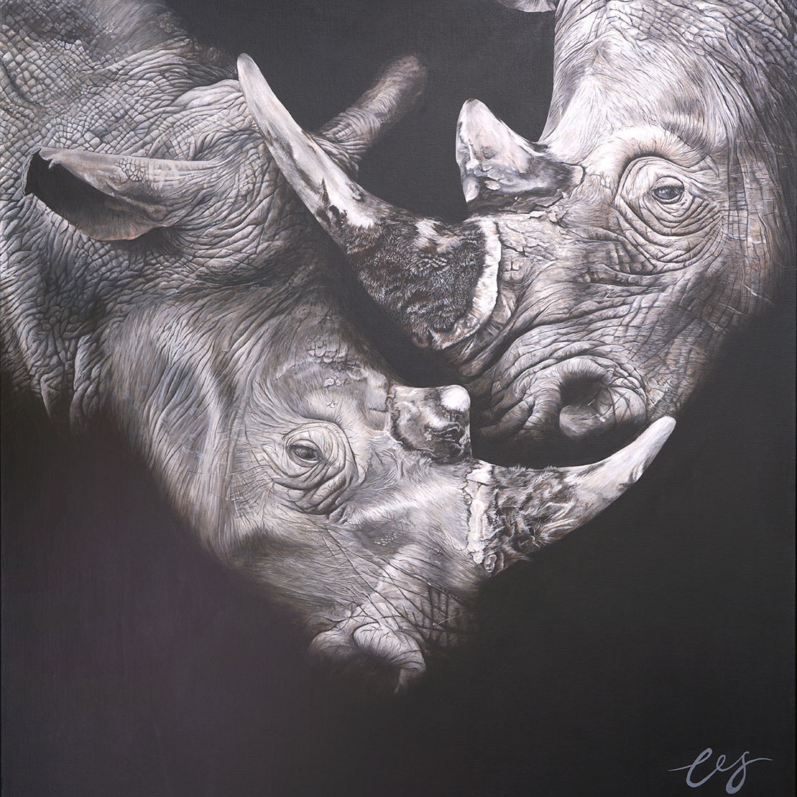 The Lovers Original Painting, Rhino Portrait