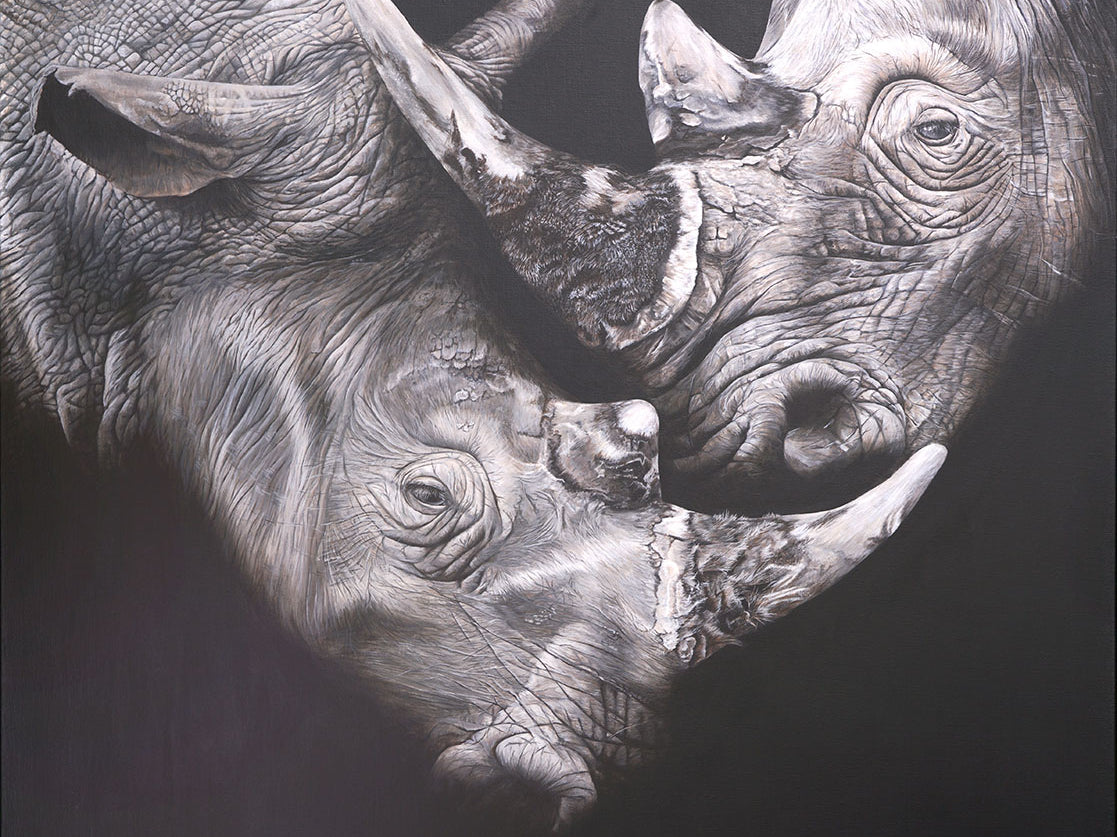 The Lovers Original Painting, Rhino Portrait