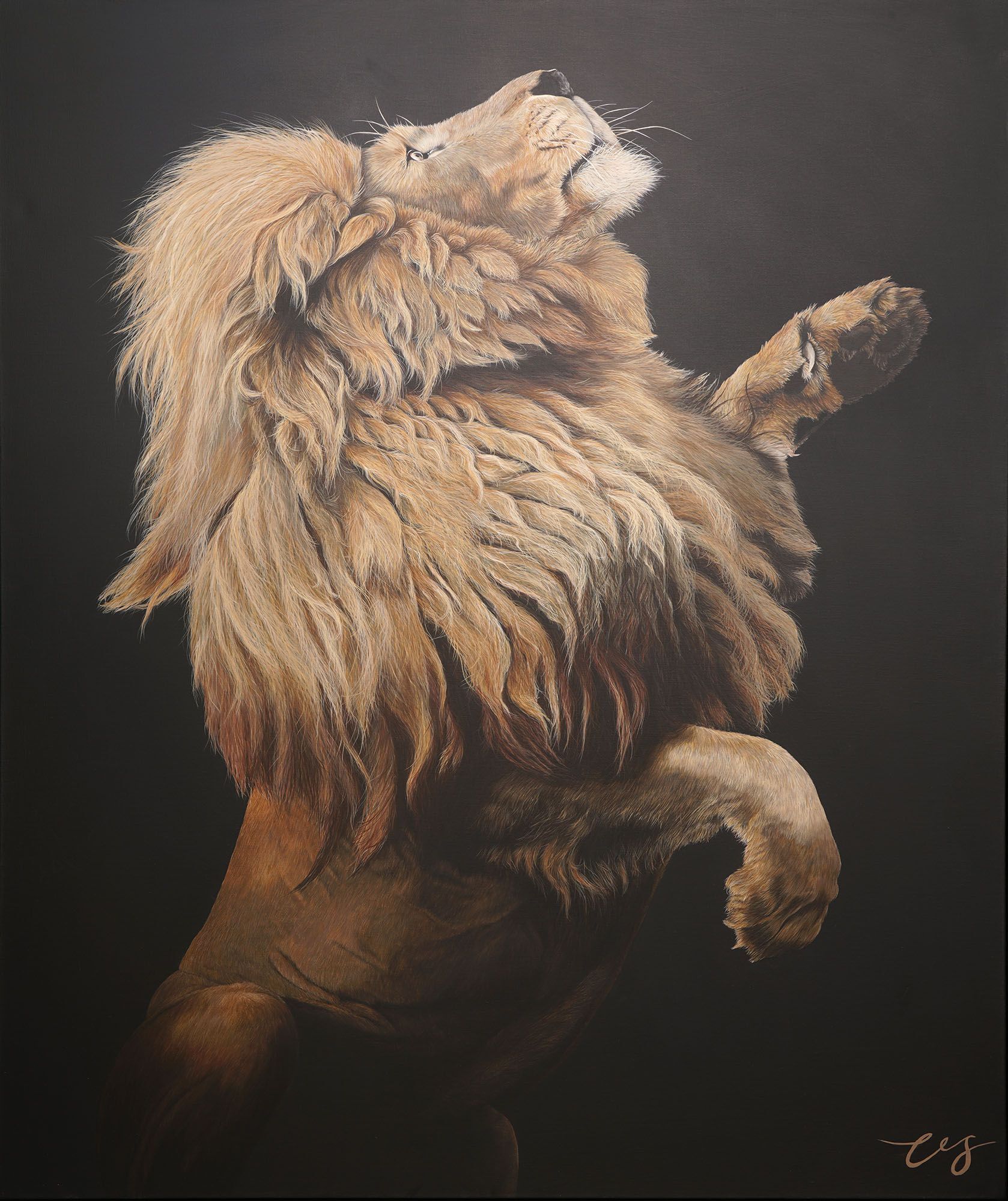 Fahari, Limited Edition Giclée Print of a Leaping Male Lion