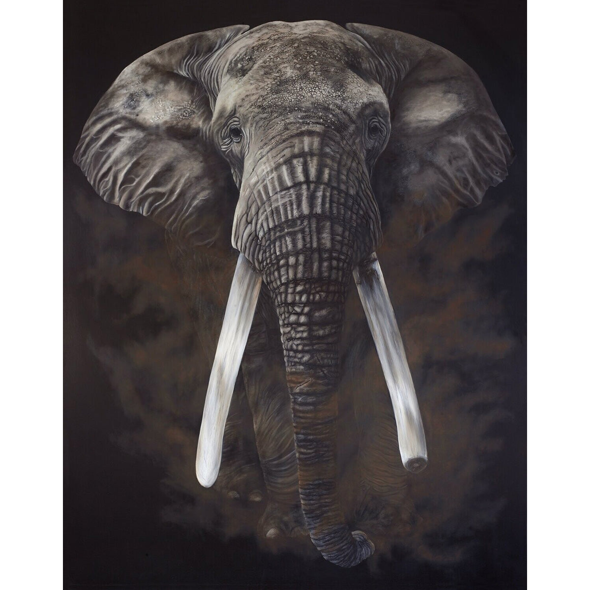 The Grandfather, Original Elephant Painting, African Tusker Elephant