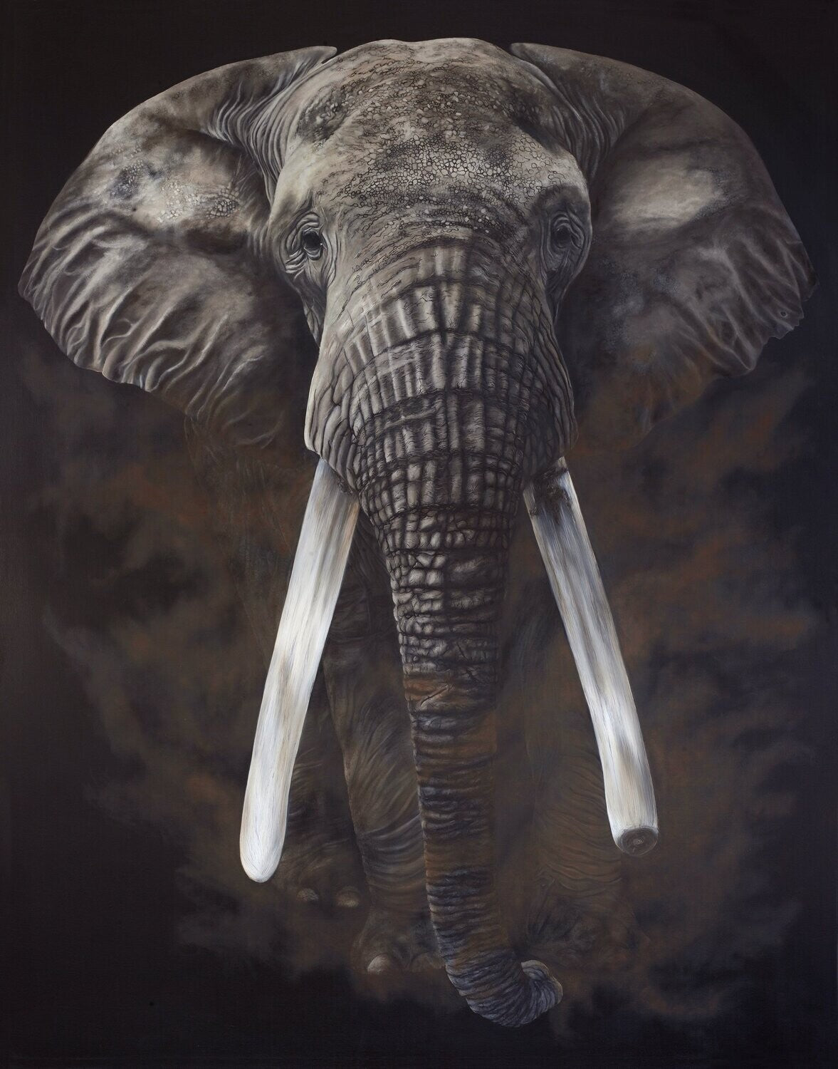 The Grandfather, Original Elephant Painting, African Tusker Elephant