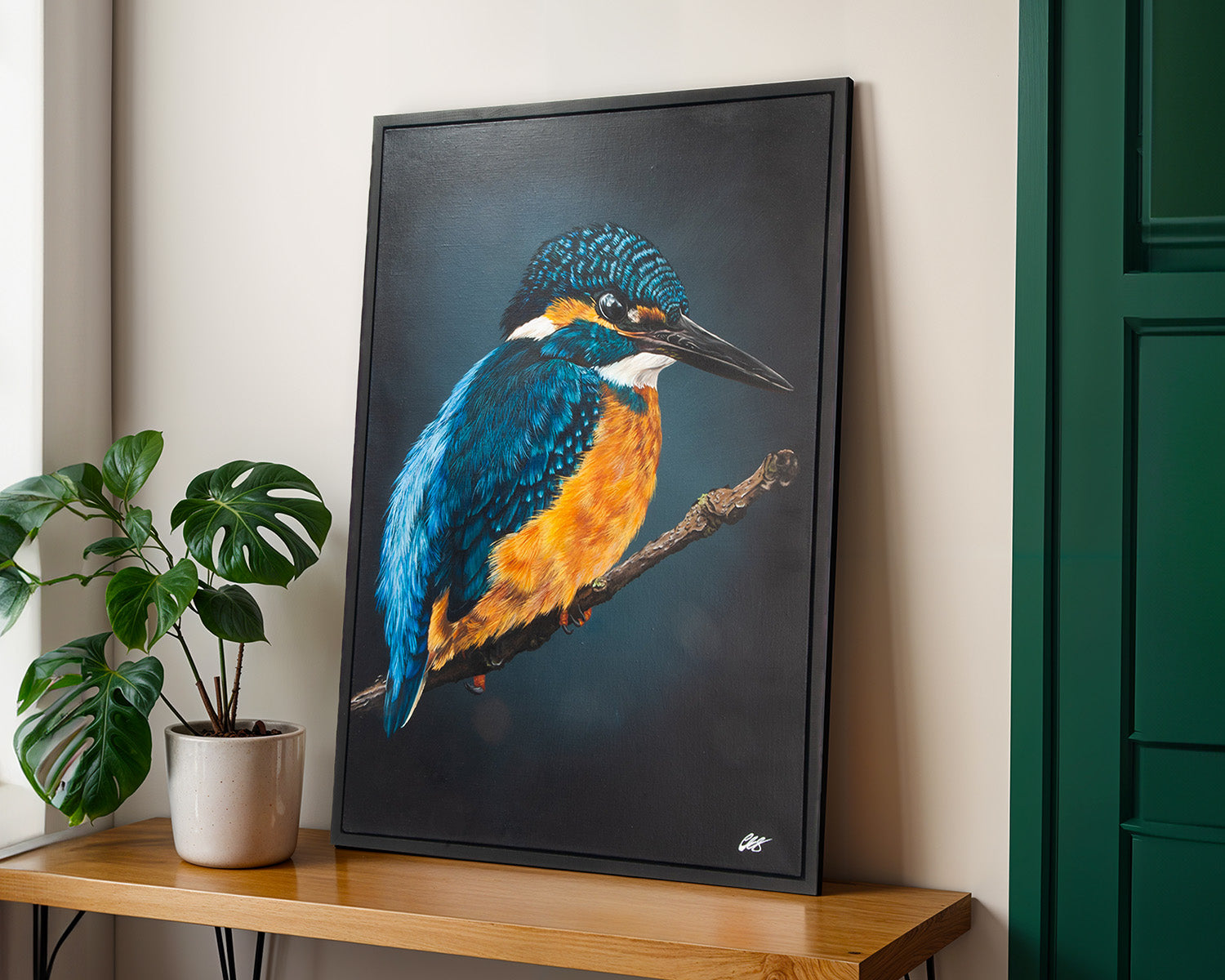 Evening Kingfisher, Original Kingfisher Oil Painting