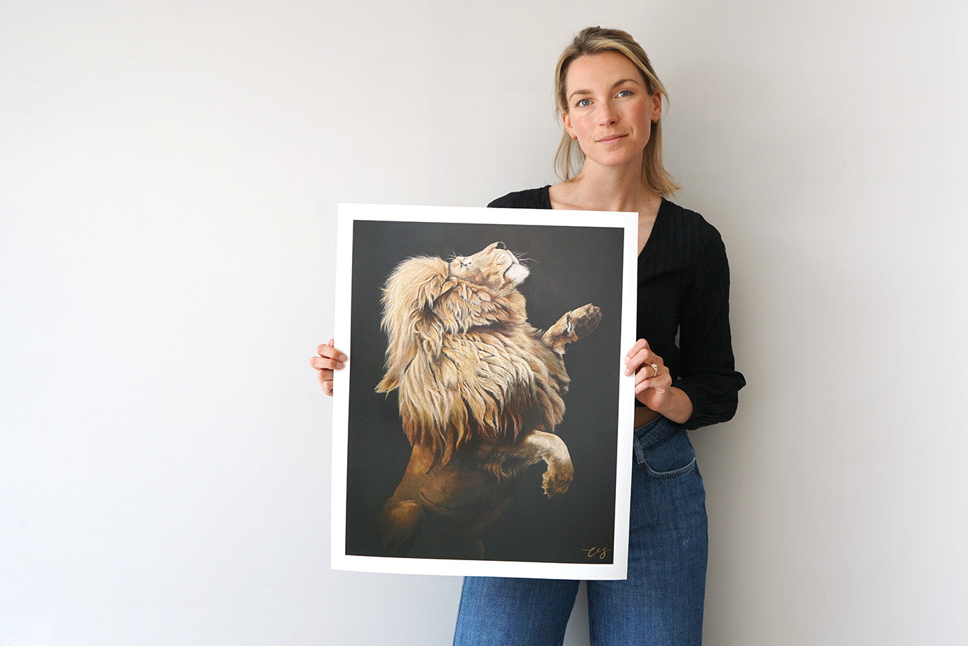 Fahari, Limited Edition Giclée Print of a Leaping Male Lion
