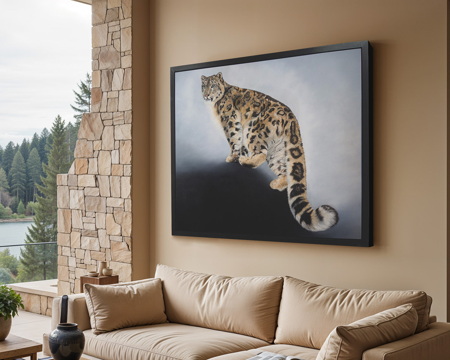 Snow Leopard, Original Snow Leopard Oil Painting