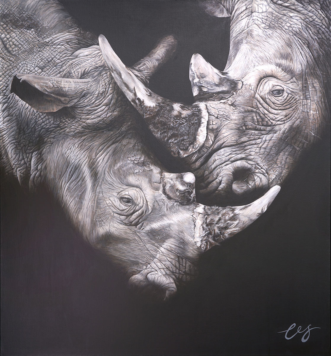 The Lovers Original Painting, Rhino Portrait