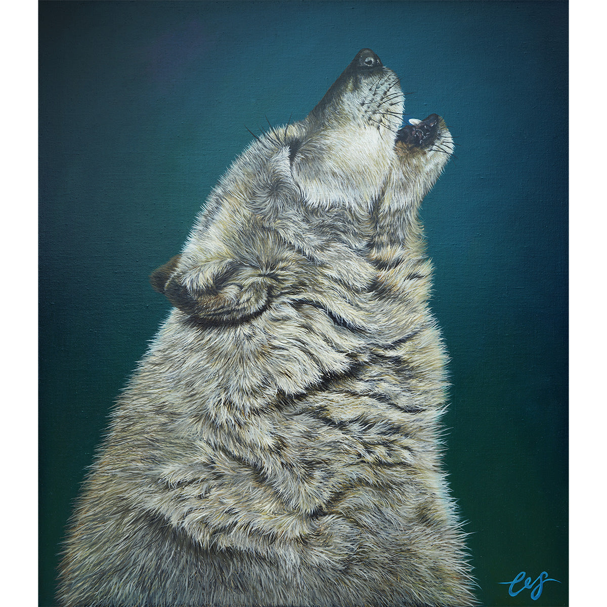 Grey wolf painting square gallery