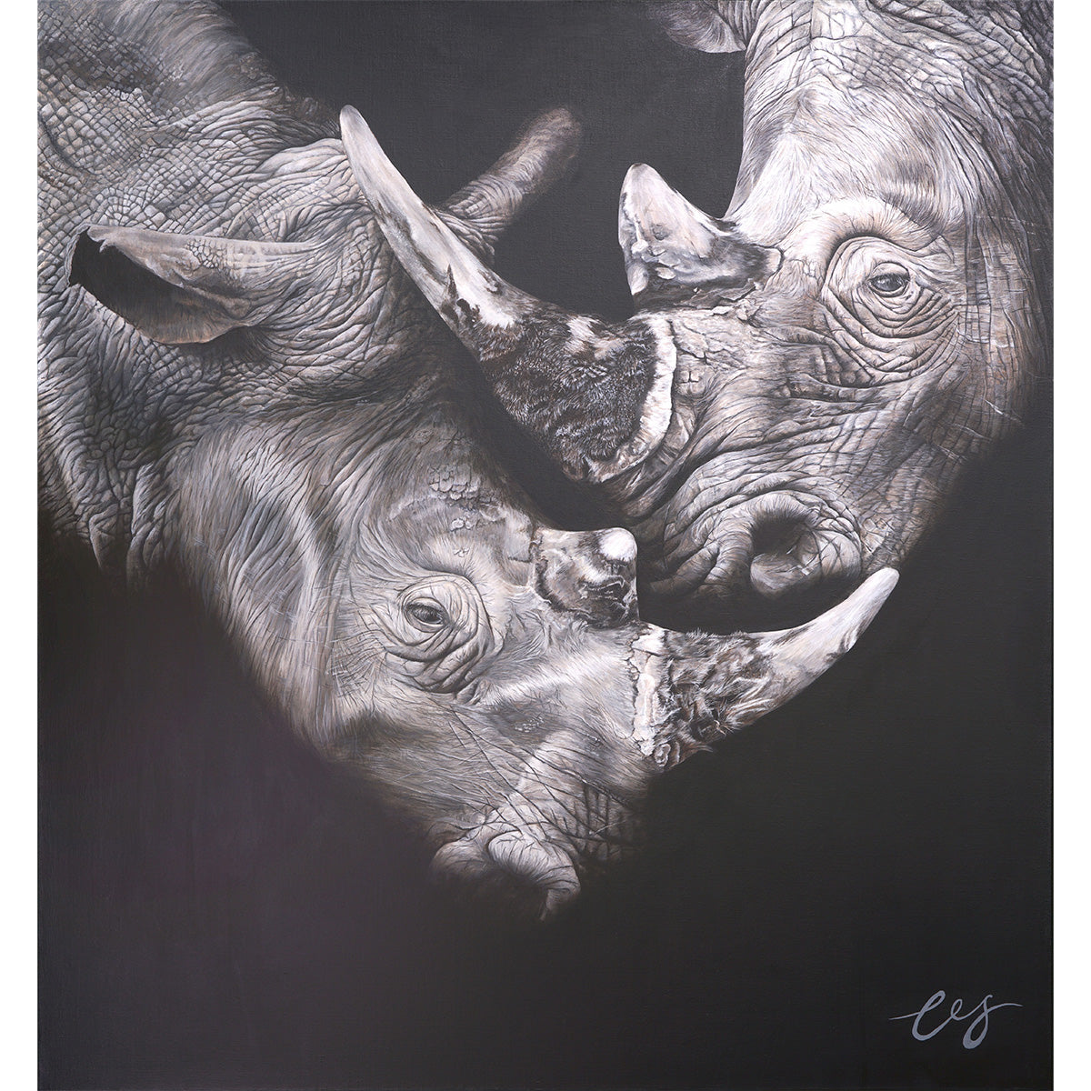 The Lovers Original Painting, Rhino Portrait